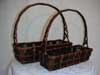 Willow Chip Rectangle Long Baskets   Antique Brown with handles 